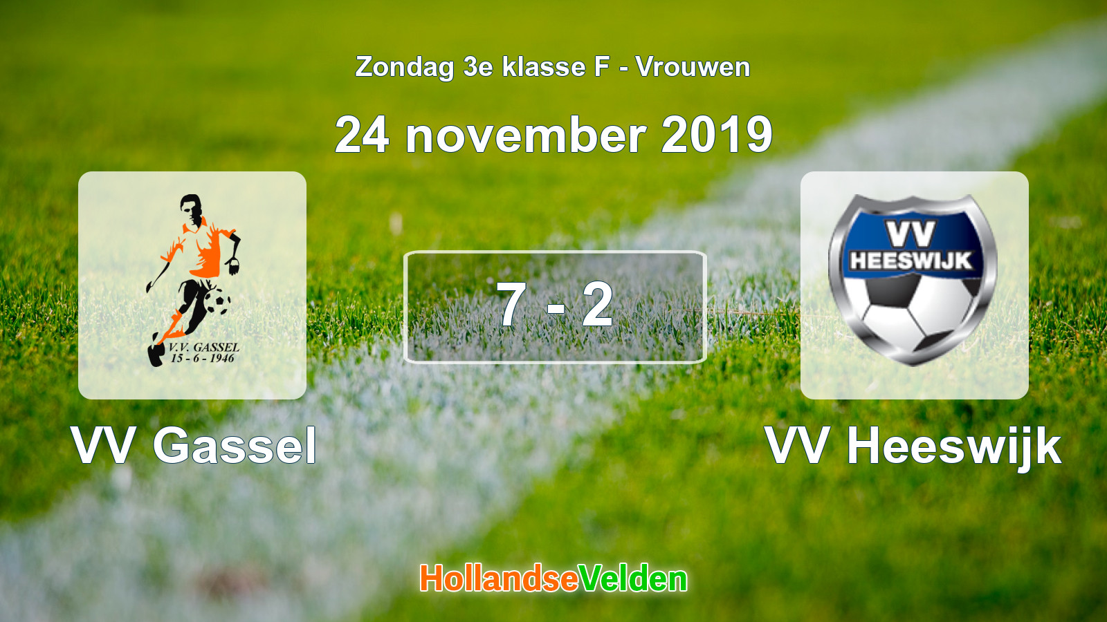 Gespeelde wedstrijd: VV Gassel - VV Heeswijk 7 - 2 (24 november 2019)