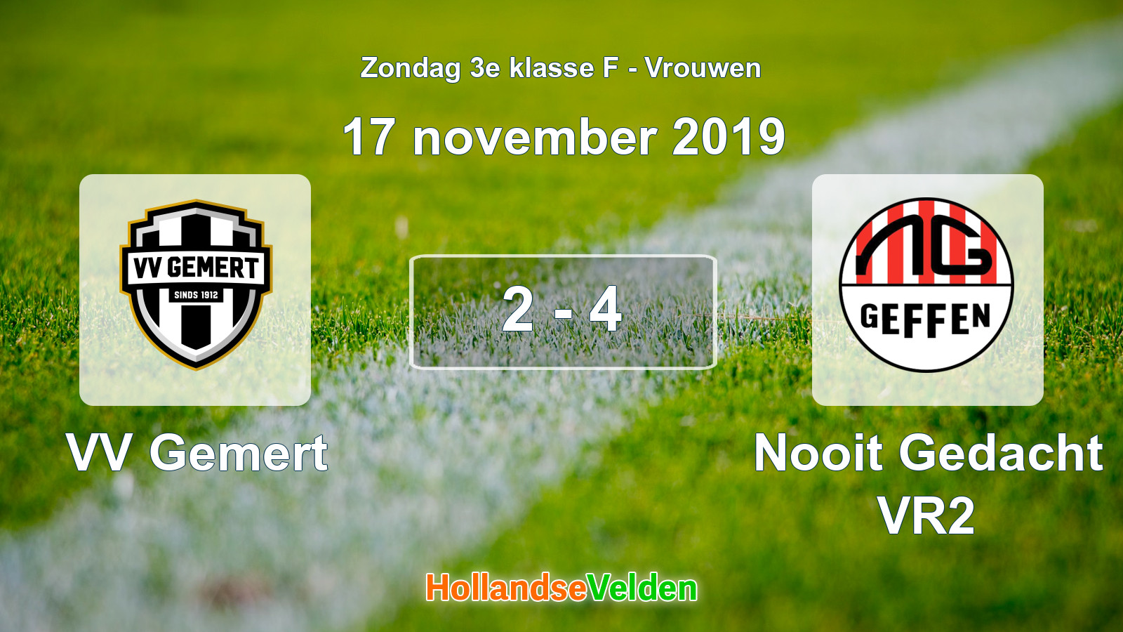 Gespeelde wedstrijd: VV Gemert - Nooit Gedacht VR2 2 - 4 (17 november 2019)