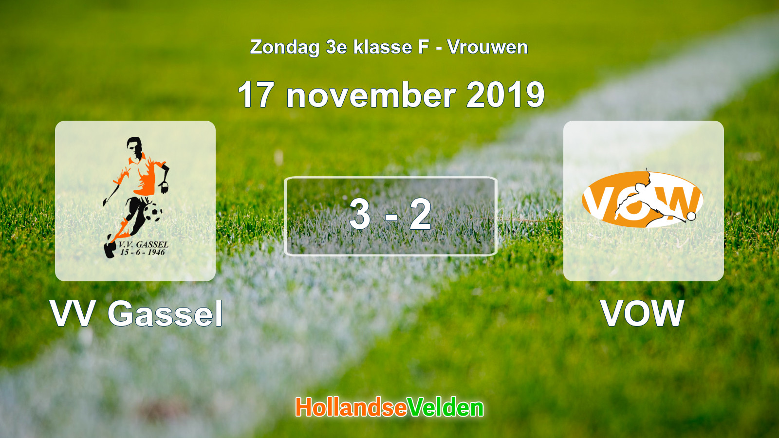 Gespeelde wedstrijd: VV Gassel - VOW 3 - 2 (17 november 2019)