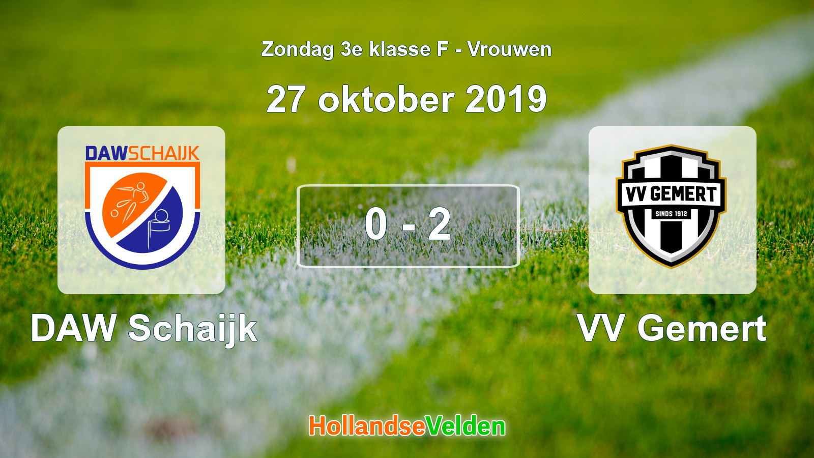 Gespeelde wedstrijd: DAW Schaijk - VV Gemert 0 - 2 (27 oktober 2019)