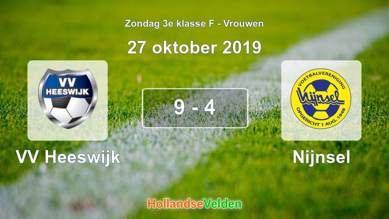 Gespeelde wedstrijd: VV Heeswijk - Nijnsel 9 - 4 (27 oktober 2019)