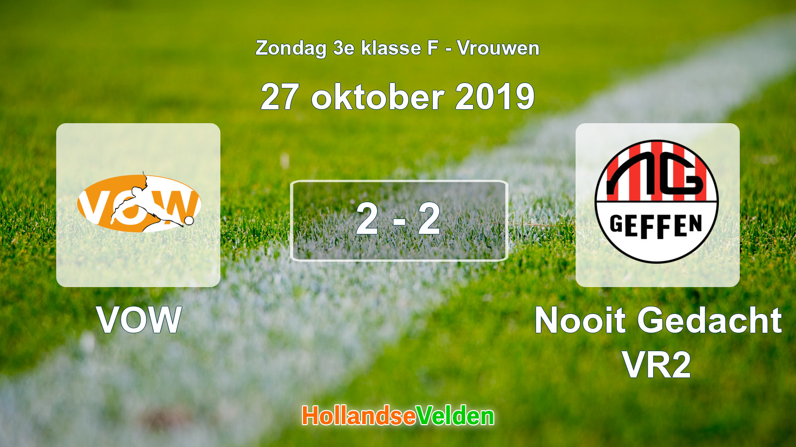 Gespeelde wedstrijd: VOW - Nooit Gedacht VR2 2 - 2 (27 oktober 2019)