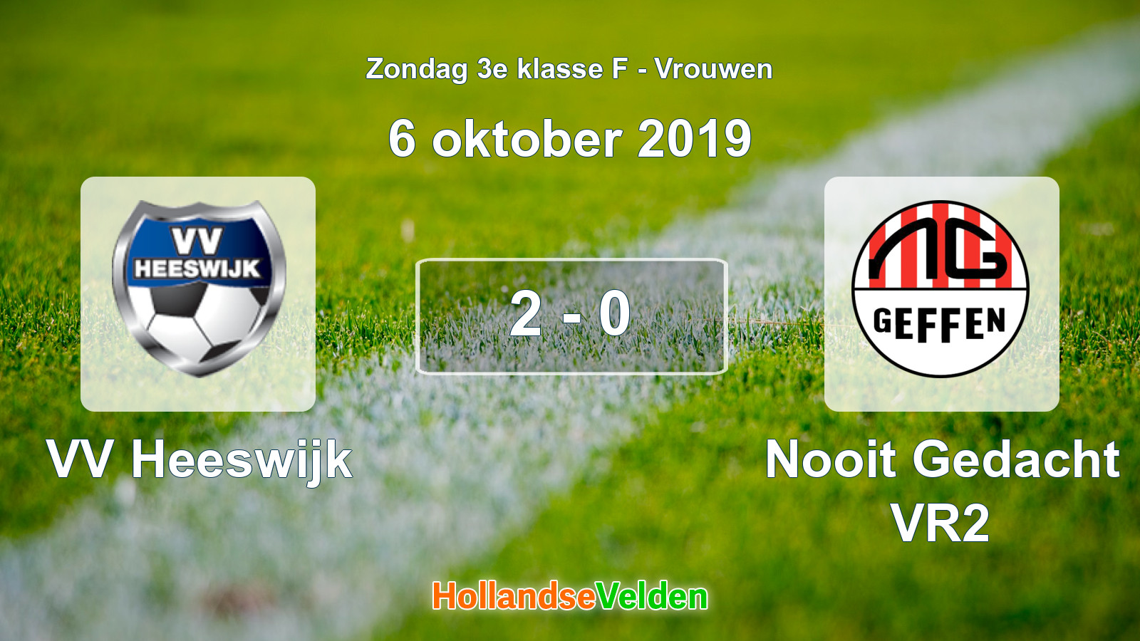Gespeelde wedstrijd: VV Heeswijk - Nooit Gedacht VR2 2 - 0 (6 oktober 2019)