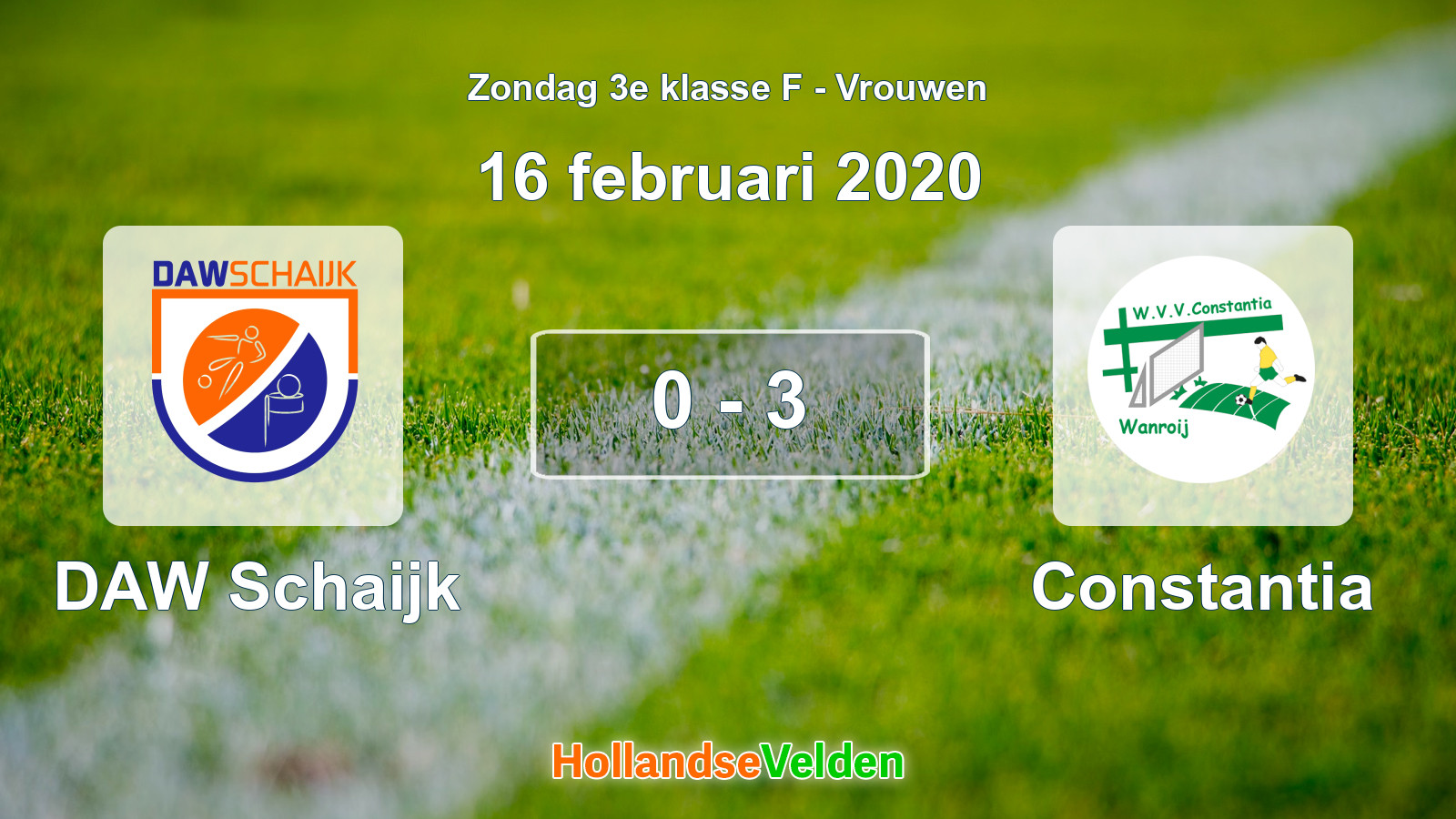 Gespeelde wedstrijd: DAW Schaijk - Constantia 0 - 3 (16 februari 2020)