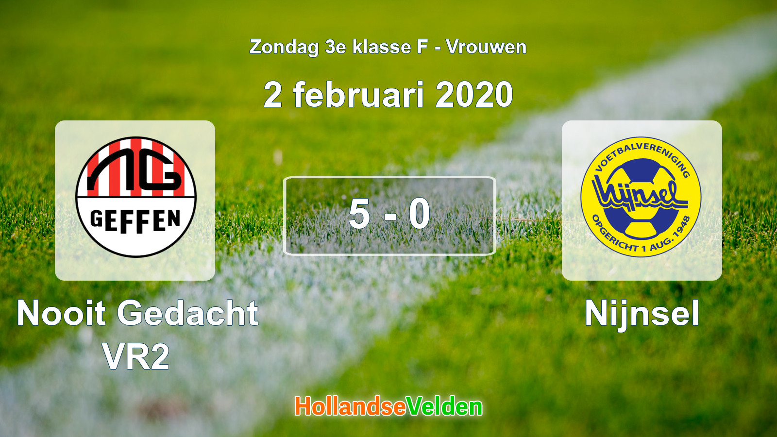 Gespeelde wedstrijd: Nooit Gedacht VR2 - Nijnsel 5 - 0 (2 februari 2020)