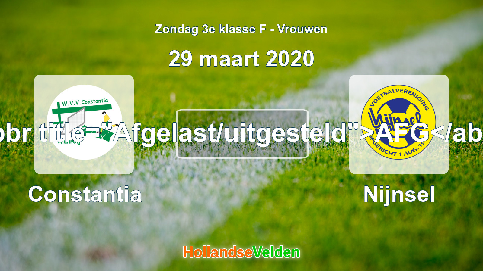 Geplande wedstrijd: Constantia - Nijnsel (29 maart 2020)