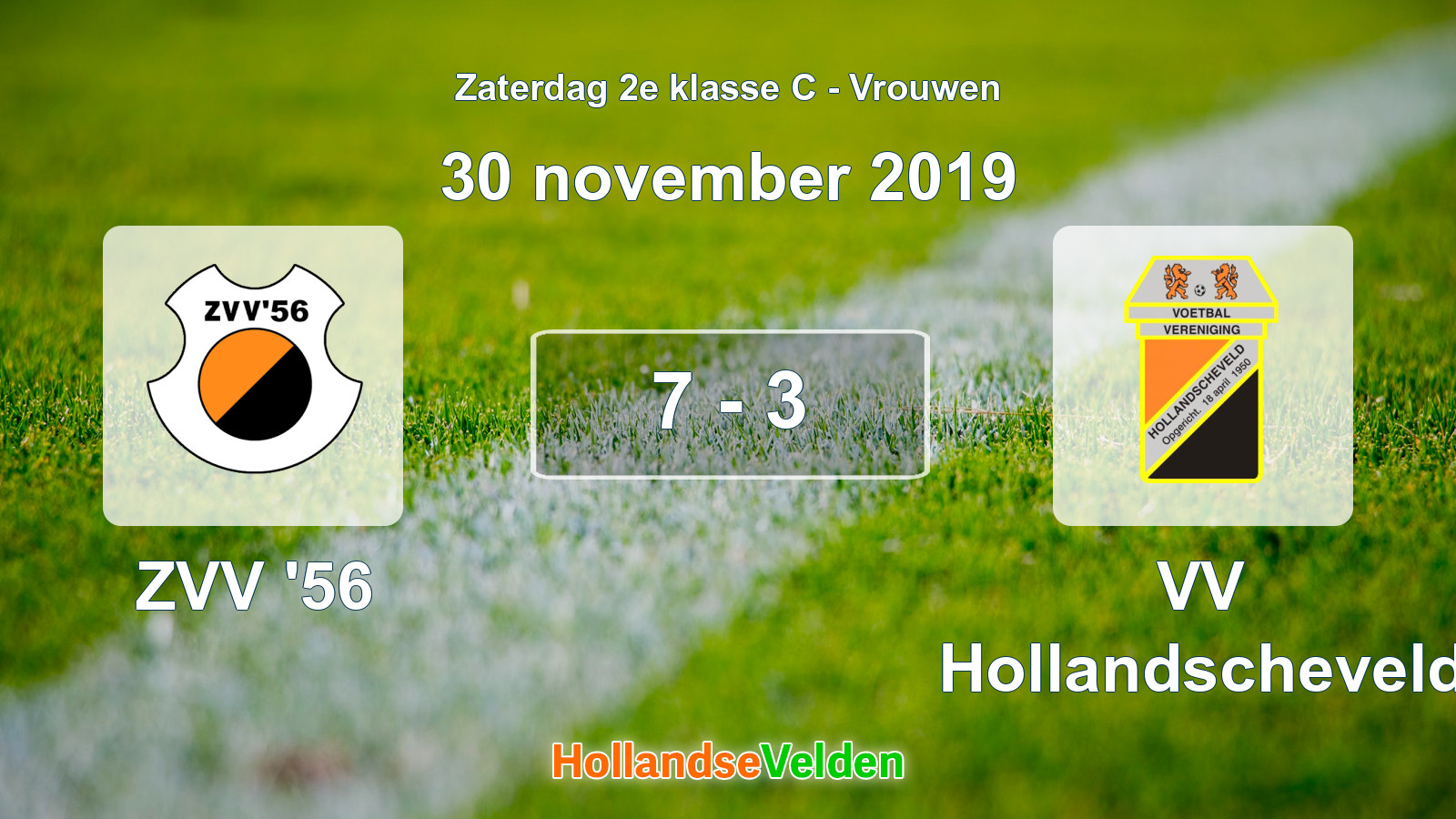 Gespeelde wedstrijd: ZVV '56 - VV Hollandscheveld 7 - 3 (30 november 2019)