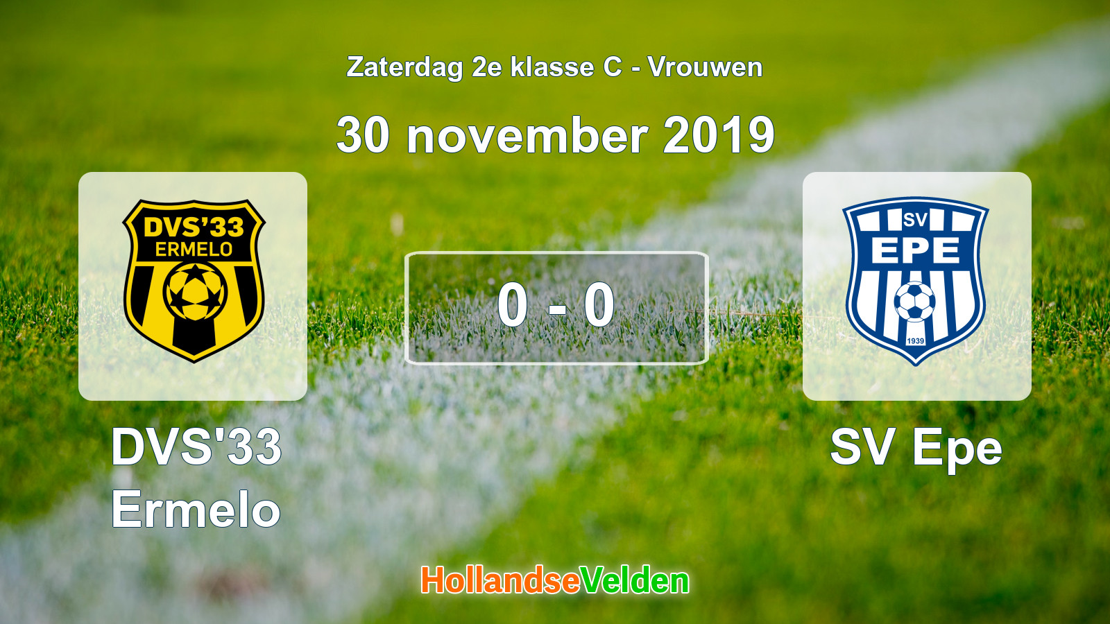 Gespeelde wedstrijd: DVS'33 Ermelo - SV Epe 0 - 0 (30 november 2019)