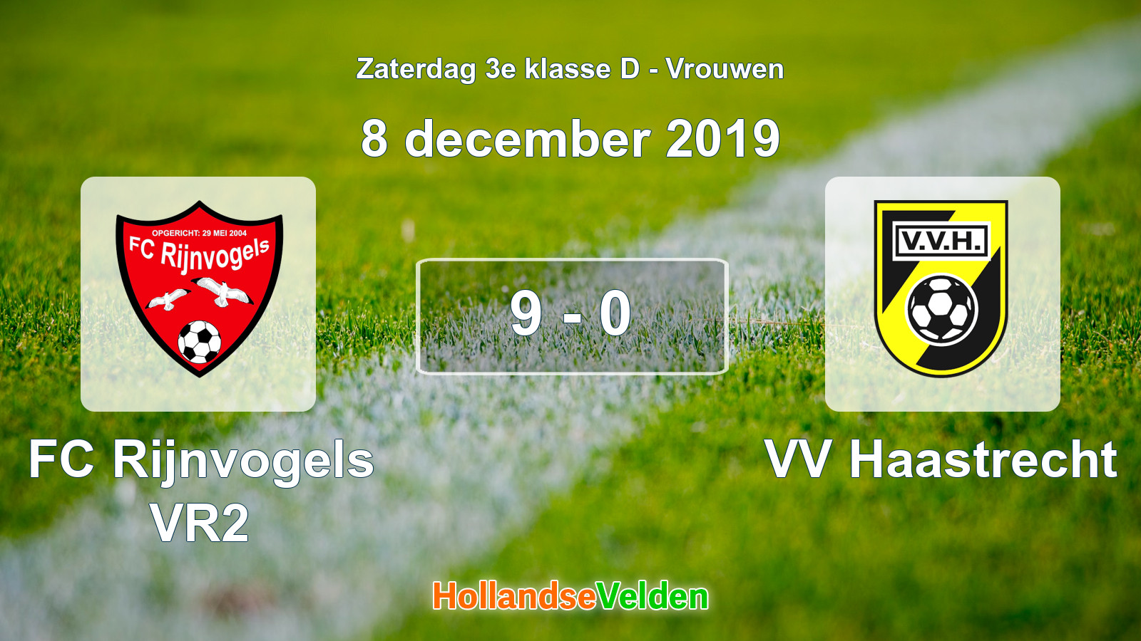 Gespeelde wedstrijd: FC Rijnvogels VR2 - VV Haastrecht 9 - 0 (8 december 2019)