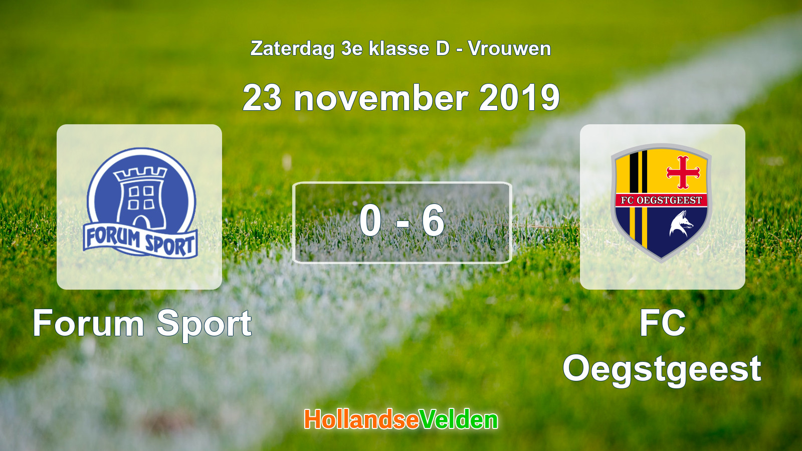Gespeelde wedstrijd: Forum Sport - FC Oegstgeest 0 - 6 (23 november 2019)