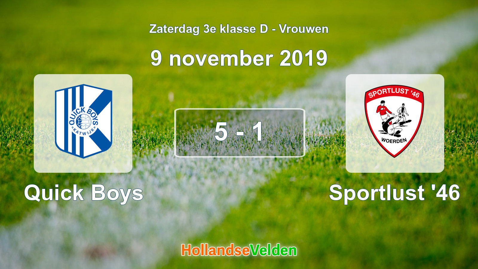 Gespeelde wedstrijd: Quick Boys - Sportlust '46 5 - 1 (9 november 2019)