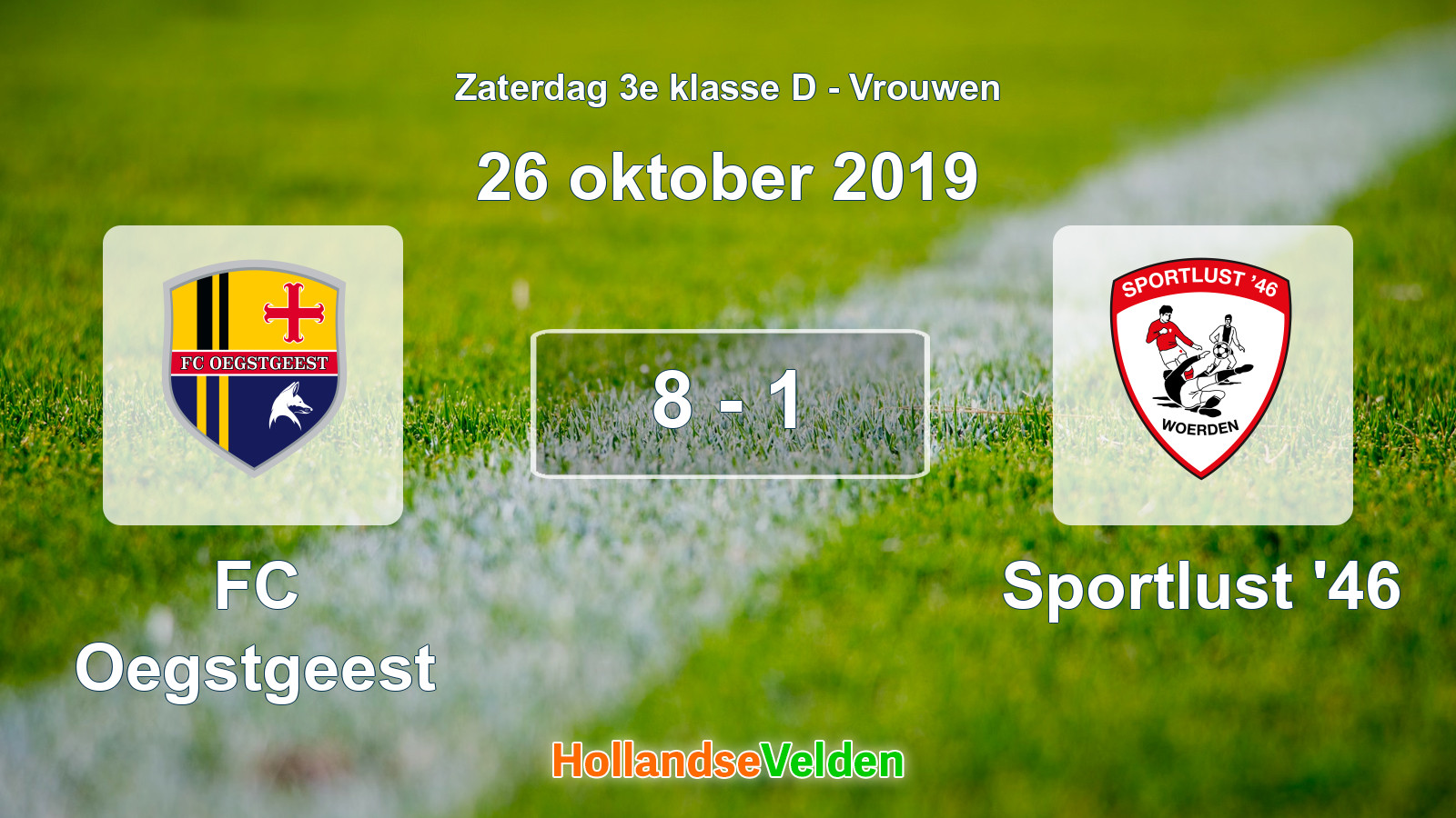 Gespeelde wedstrijd: FC Oegstgeest - Sportlust '46 8 - 1 (26 oktober 2019)