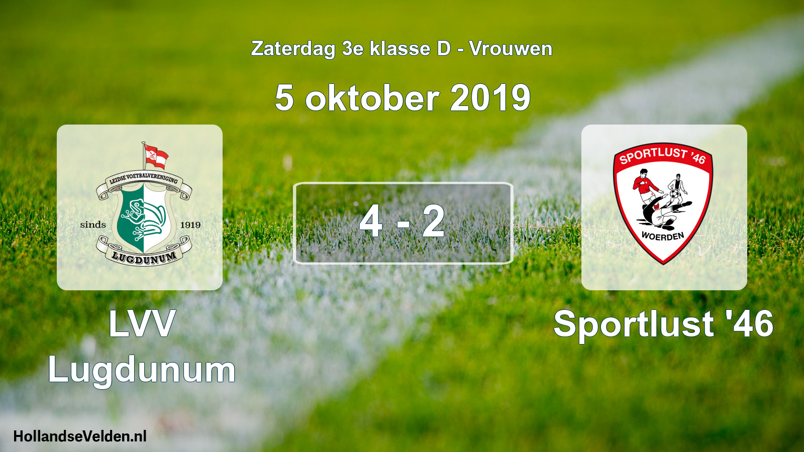 Gespeelde wedstrijd: LVV Lugdunum - Sportlust '46 4 - 2 (5 oktober 2019)