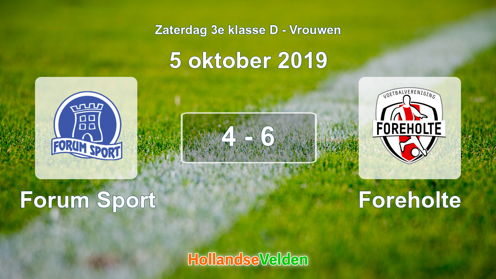 Gespeelde wedstrijd: Forum Sport - Foreholte 4 - 6 (5 oktober 2019)
