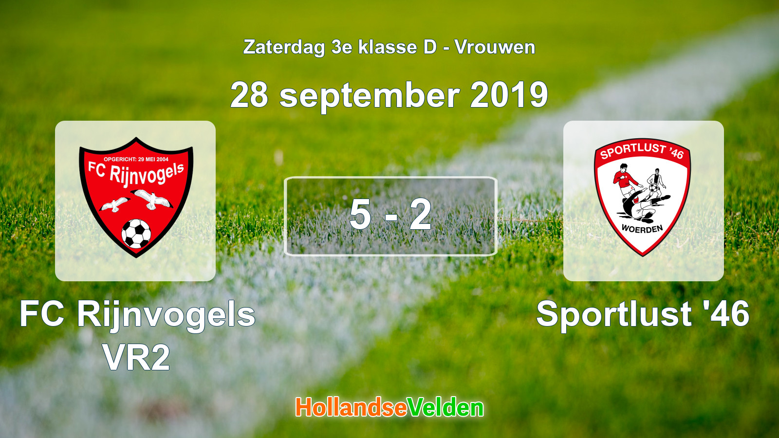 Gespeelde wedstrijd: FC Rijnvogels VR2 - Sportlust '46 5 - 2 (28 september 2019)