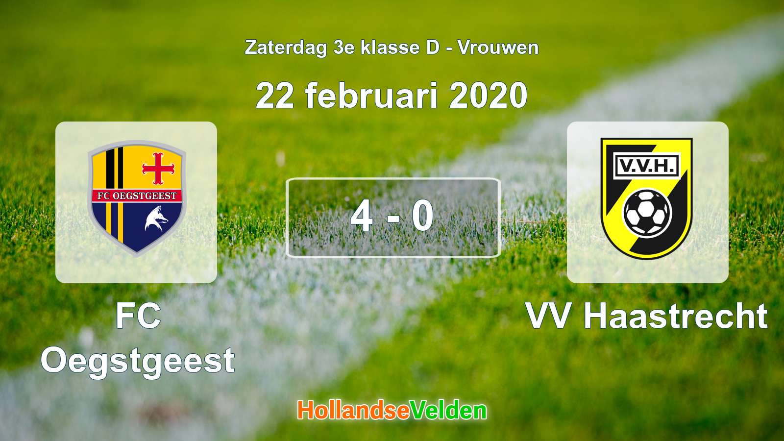 Gespeelde wedstrijd: FC Oegstgeest - VV Haastrecht 4 - 0 (22 februari 2020)
