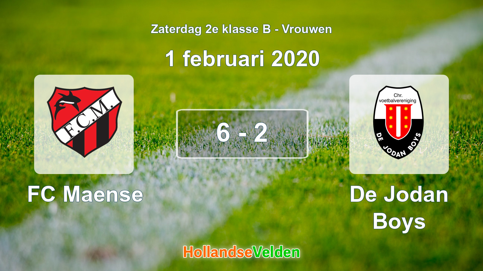 Gespeelde wedstrijd: FC Maense - De Jodan Boys 6 - 2 (1 februari 2020)