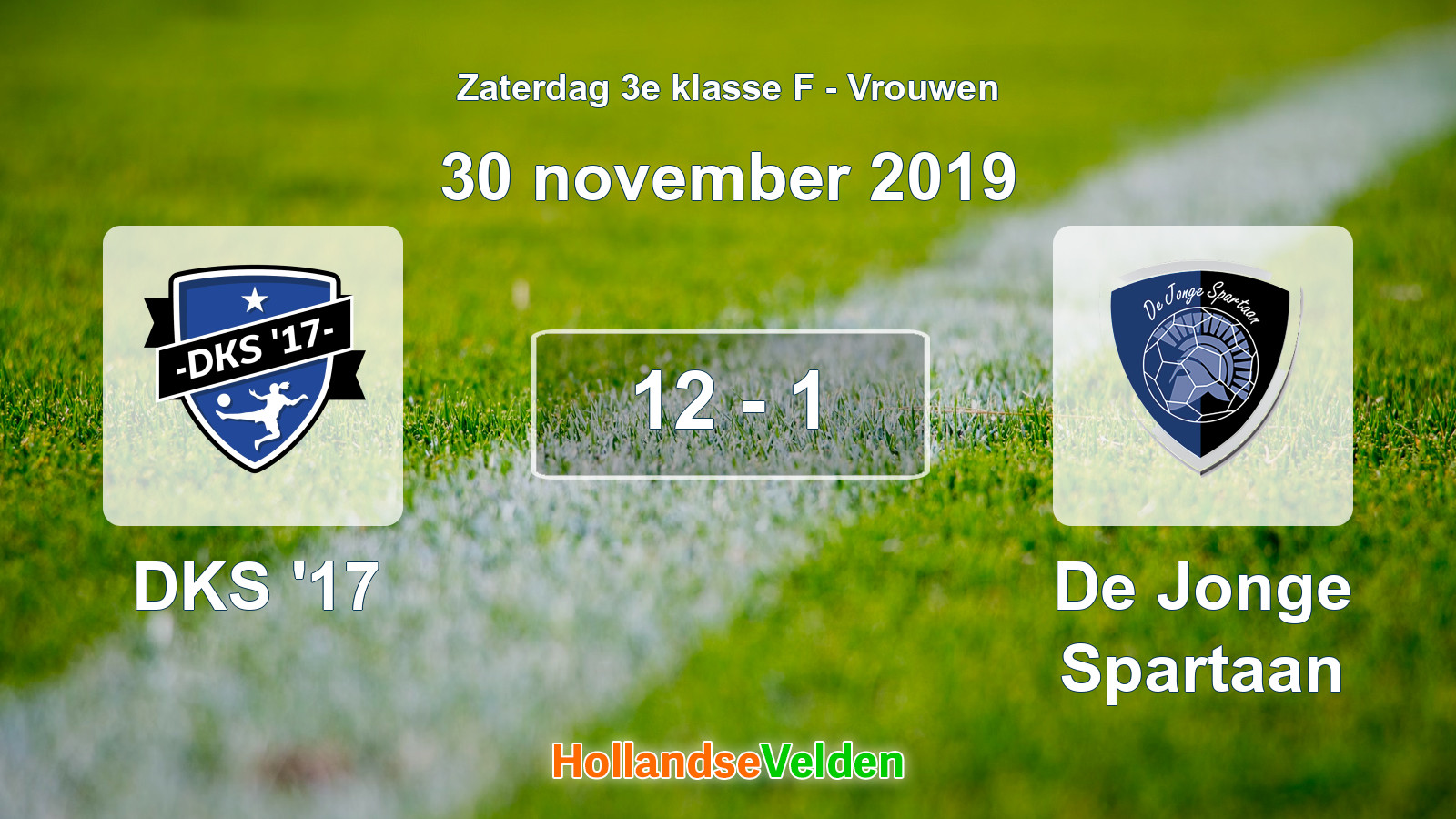 Gespeelde wedstrijd: DKS '17 - De Jonge Spartaan 12 - 1 (30 november 2019)