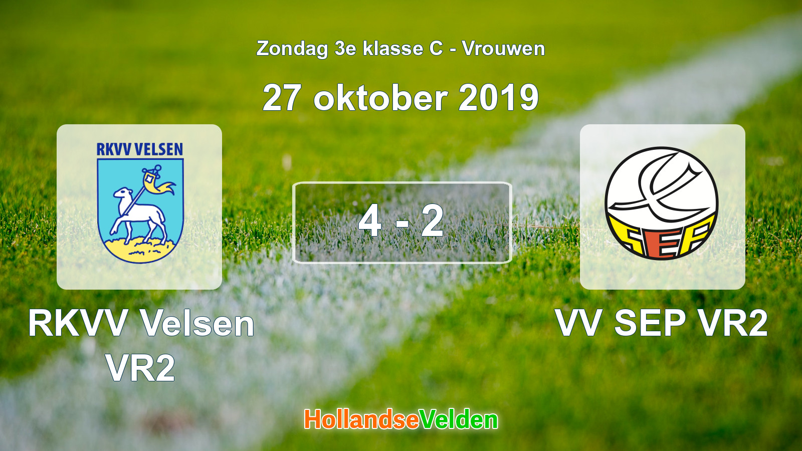 Gespeelde wedstrijd: RKVV Velsen VR2 - VV SEP VR2 4 - 2 (27 oktober 2019)