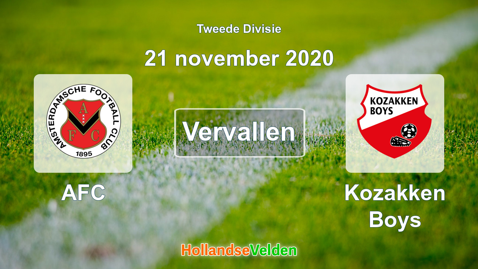 Geplande wedstrijd: AFC - Kozakken Boys (21 november 2020)