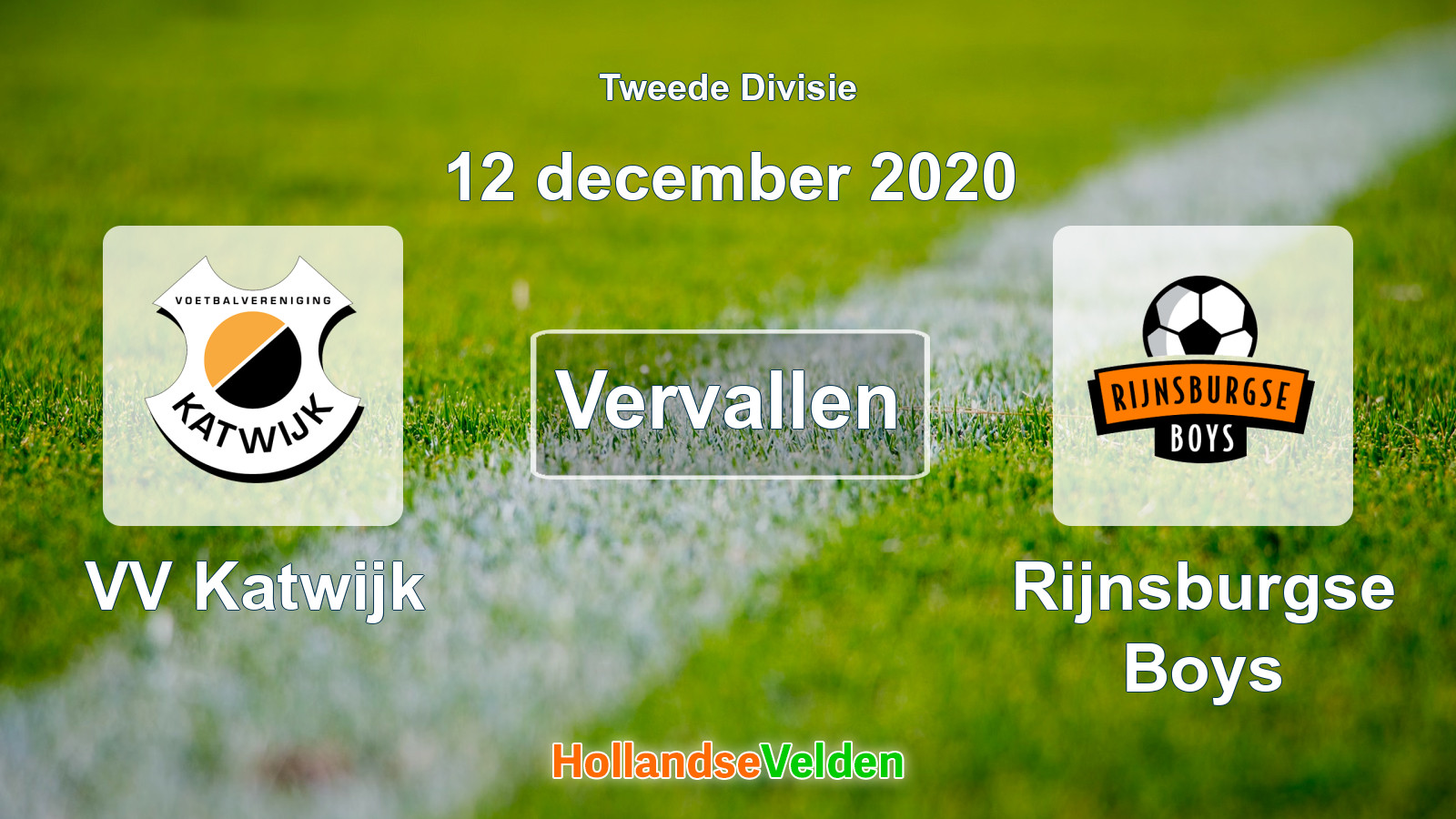 Geplande wedstrijd: VV Katwijk - Rijnsburgse Boys (12 december 2020)