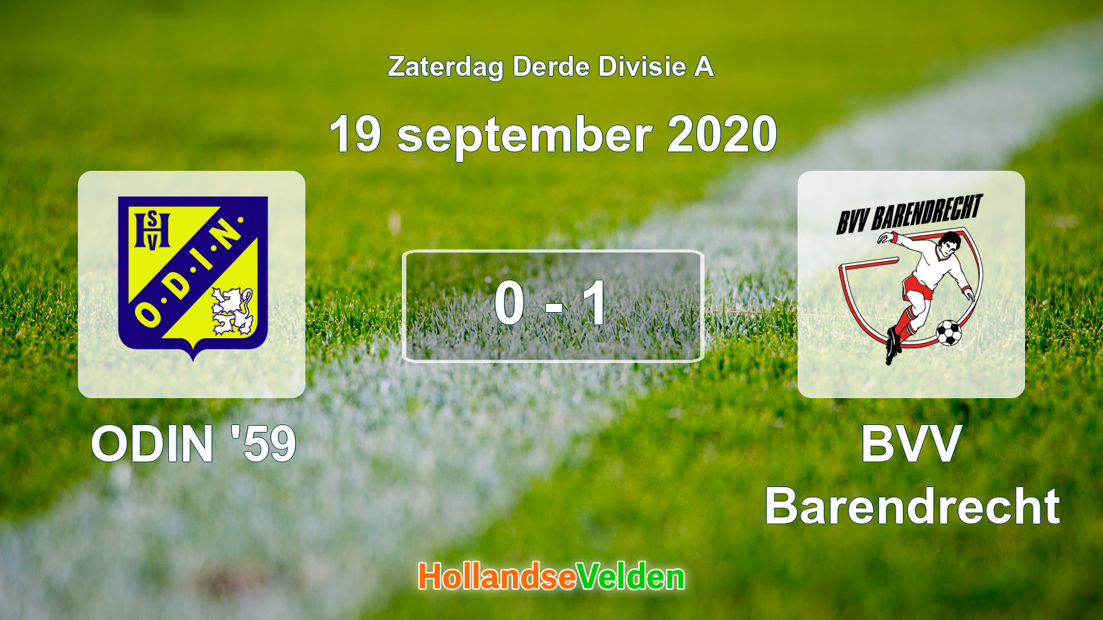 Gespeelde wedstrijd: ODIN '59 - BVV Barendrecht 0 - 1 (19 september 2020)