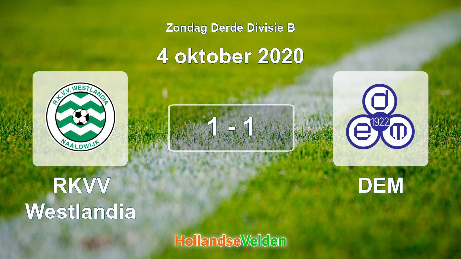 Gespeelde wedstrijd: RKVV Westlandia - DEM 1 - 1 (4 oktober 2020)