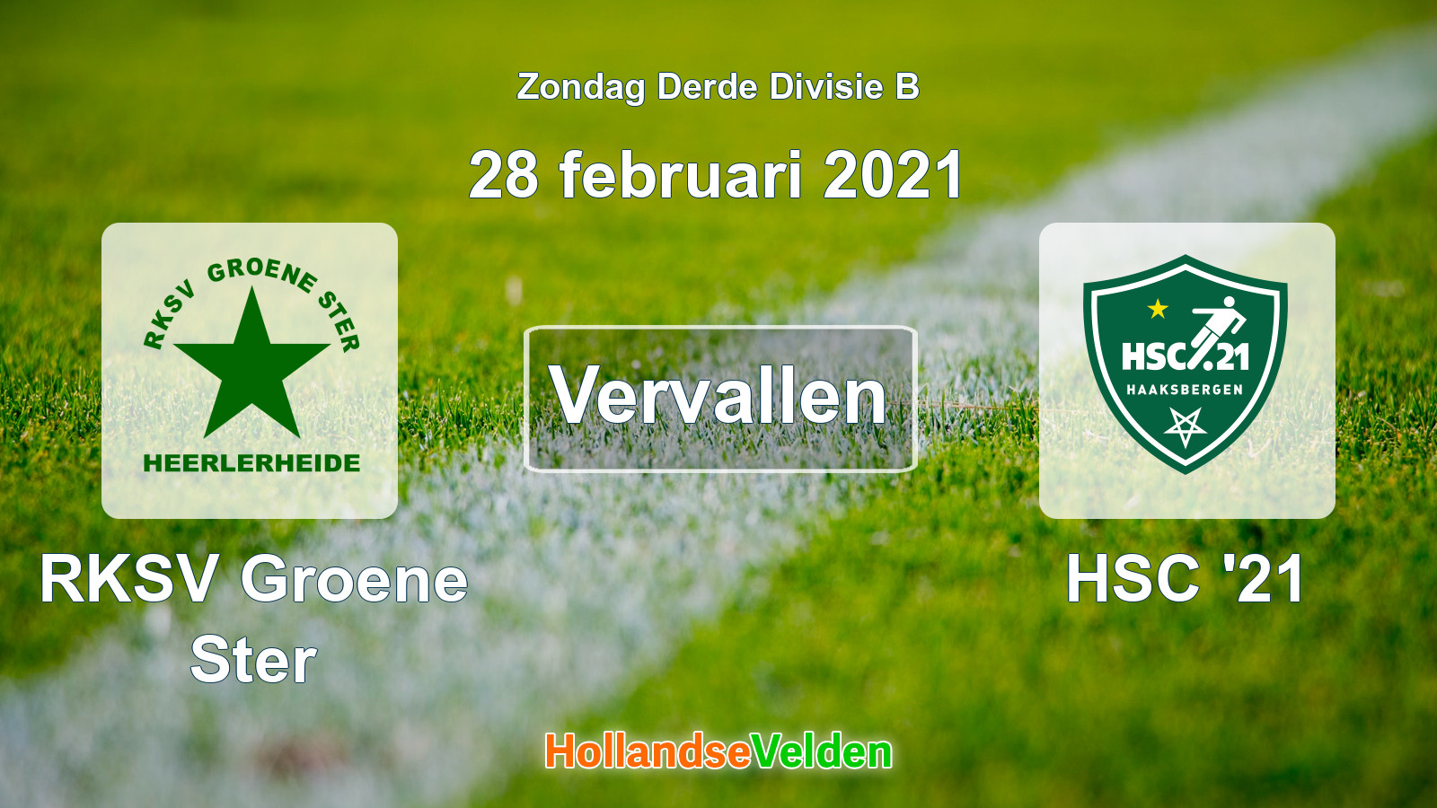 Geplande wedstrijd: RKSV Groene Ster - HSC '21 (28 februari 2021)