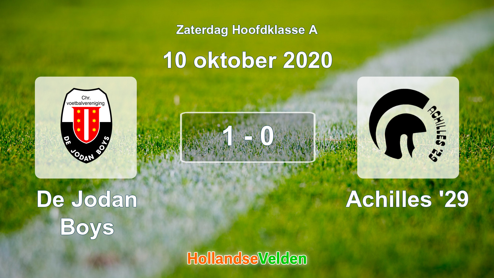 Gespeelde wedstrijd: De Jodan Boys - Achilles '29 1 - 0 (10 oktober 2020)