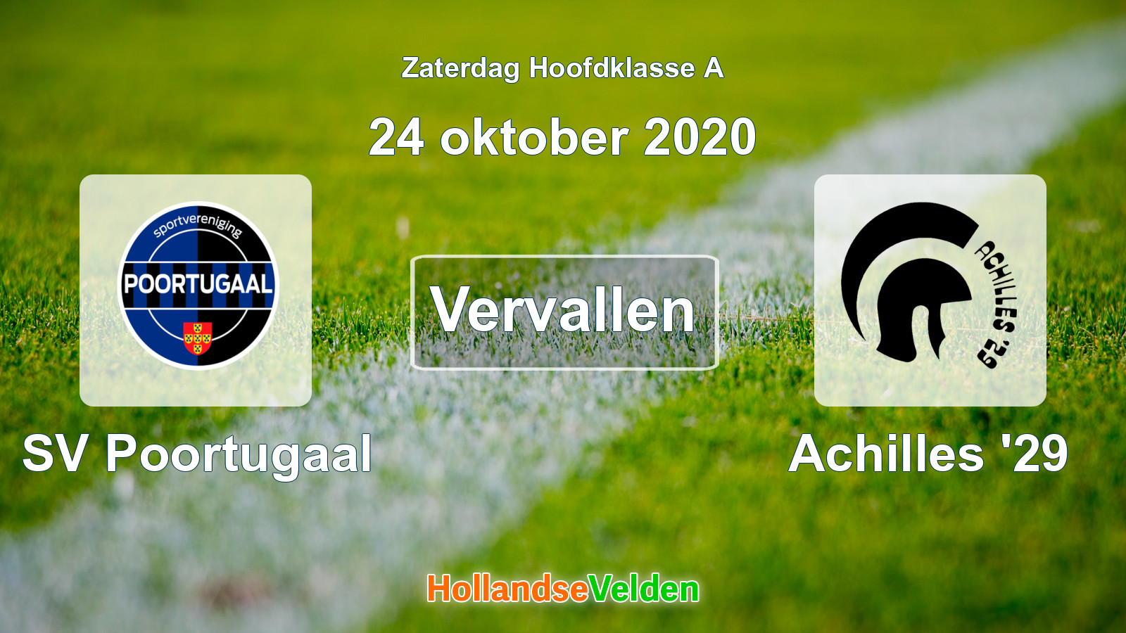 Geplande wedstrijd: SV Poortugaal - Achilles '29 (24 oktober 2020)