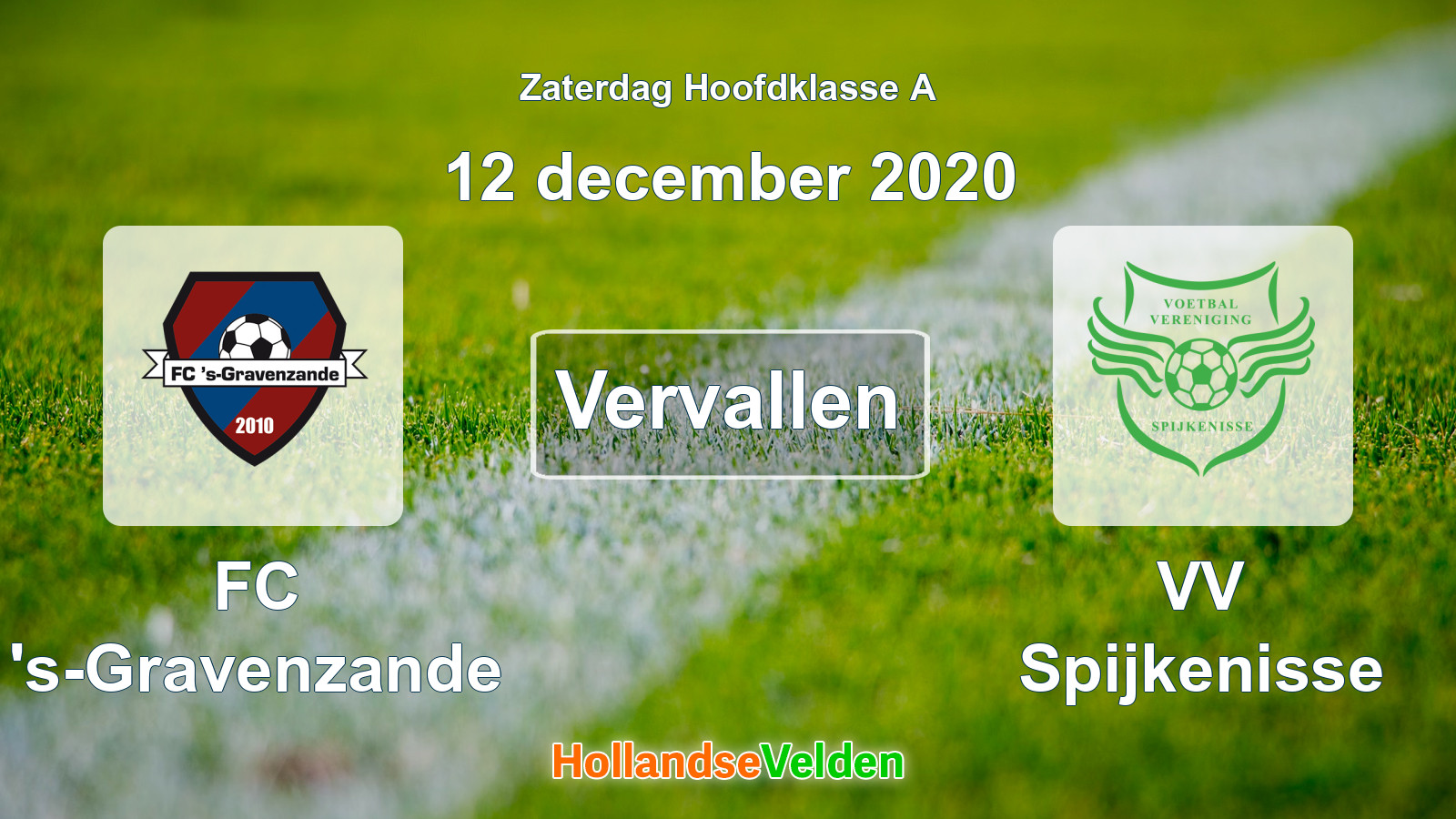 Geplande wedstrijd: FC 's-Gravenzande - VV Spijkenisse (12 december 2020)