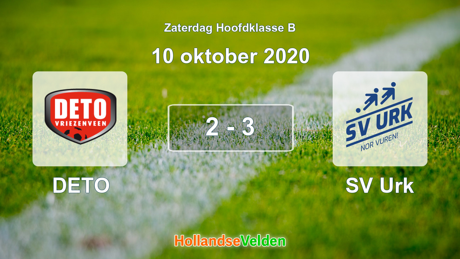 Gespeelde wedstrijd: DETO - SV Urk 2 - 3 (10 oktober 2020)