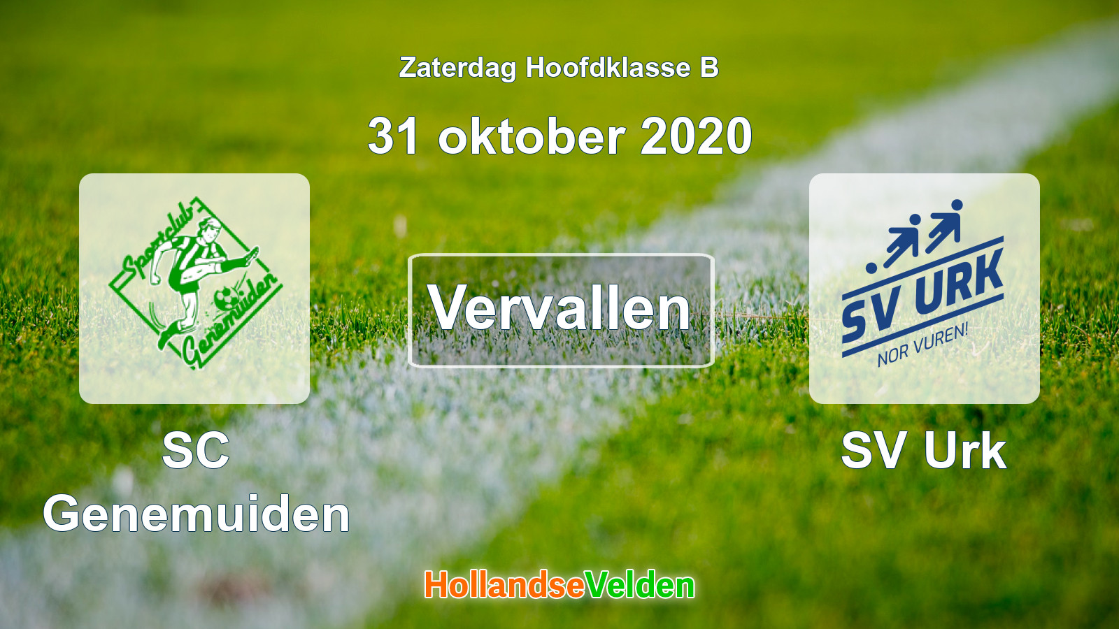 Geplande wedstrijd: SC Genemuiden - SV Urk (31 oktober 2020)
