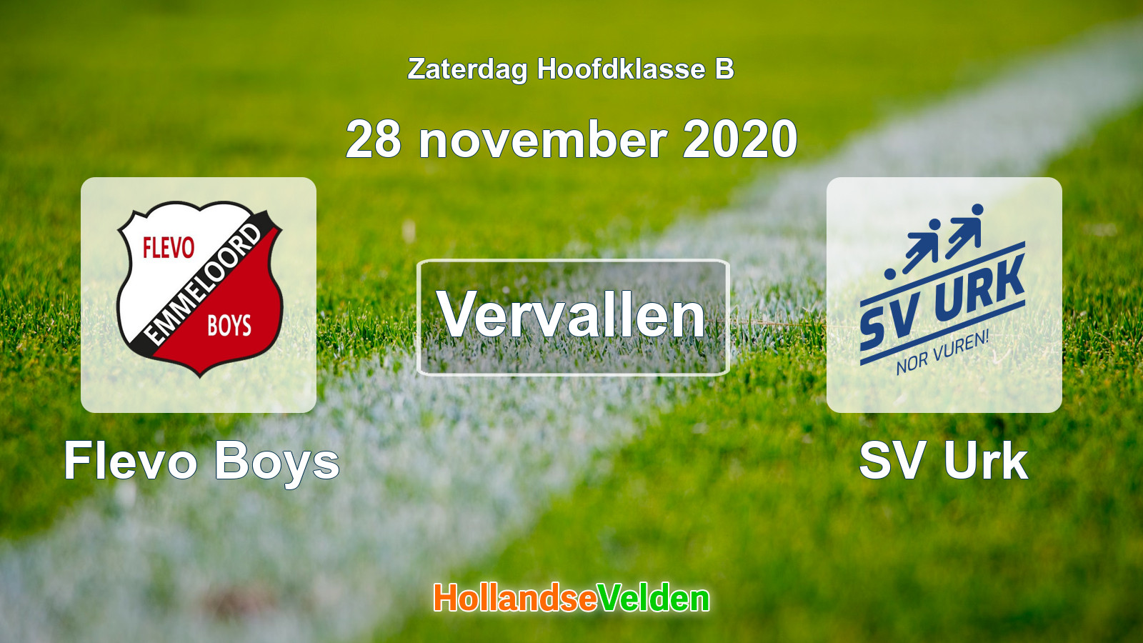 Geplande wedstrijd: Flevo Boys - SV Urk (28 november 2020)