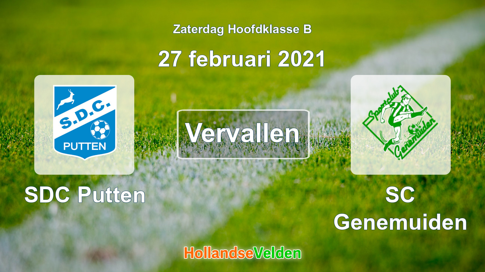 Geplande wedstrijd: SDC Putten - SC Genemuiden (27 februari 2021)