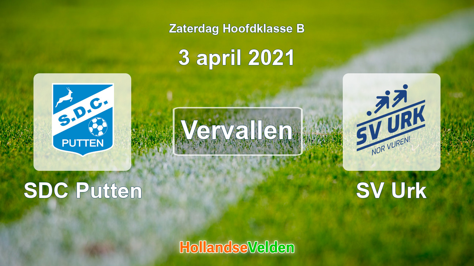 Geplande wedstrijd: SDC Putten - SV Urk (3 april 2021)