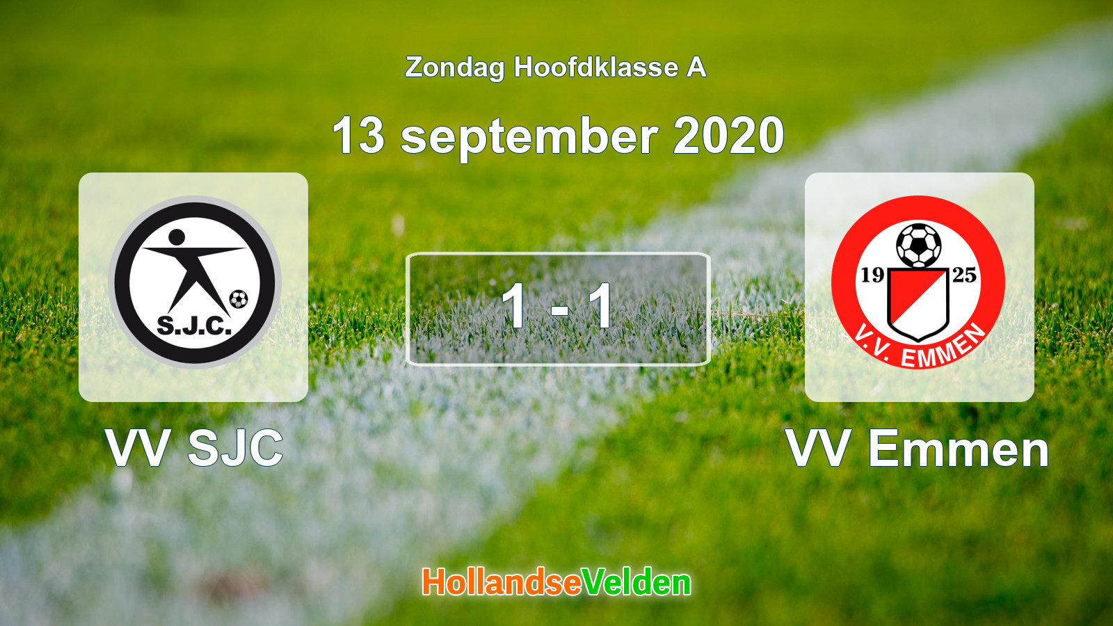 Gespeelde wedstrijd: VV SJC - VV Emmen 1 - 1 (13 september 2020)
