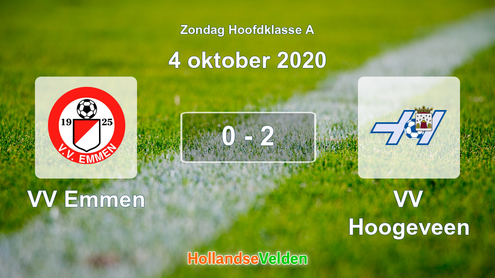 Gespeelde wedstrijd: VV Emmen - VV Hoogeveen 0 - 2 (4 oktober 2020)