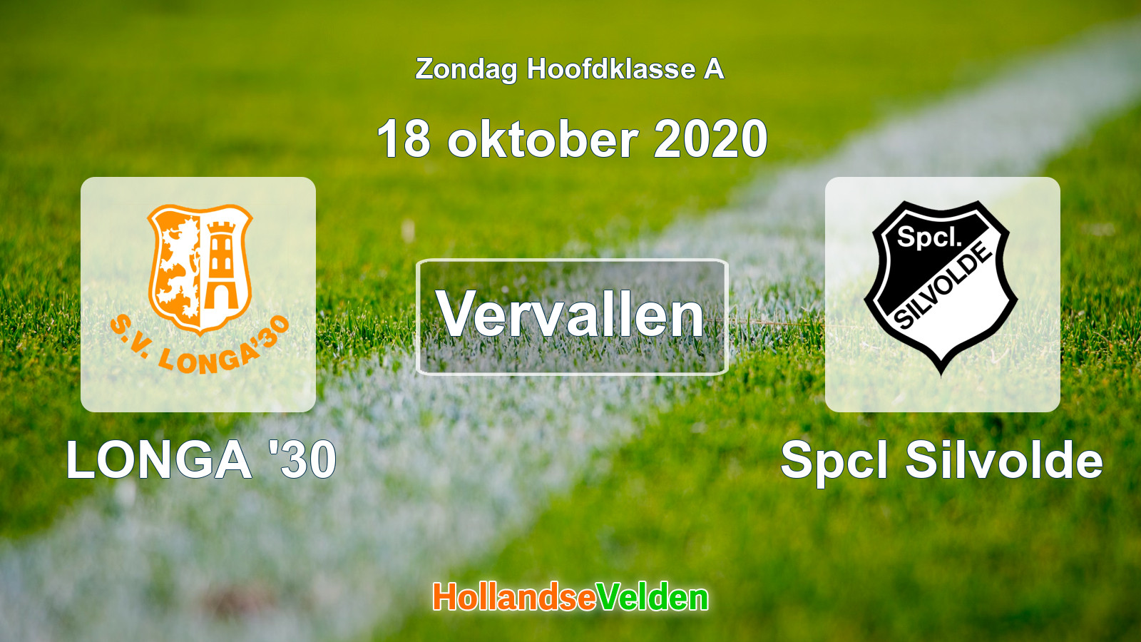 Geplande wedstrijd: LONGA '30 - Spcl Silvolde (18 oktober 2020)