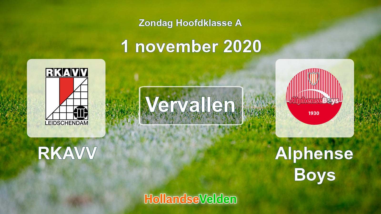 Geplande wedstrijd: RKAVV - Alphense Boys (1 november 2020)