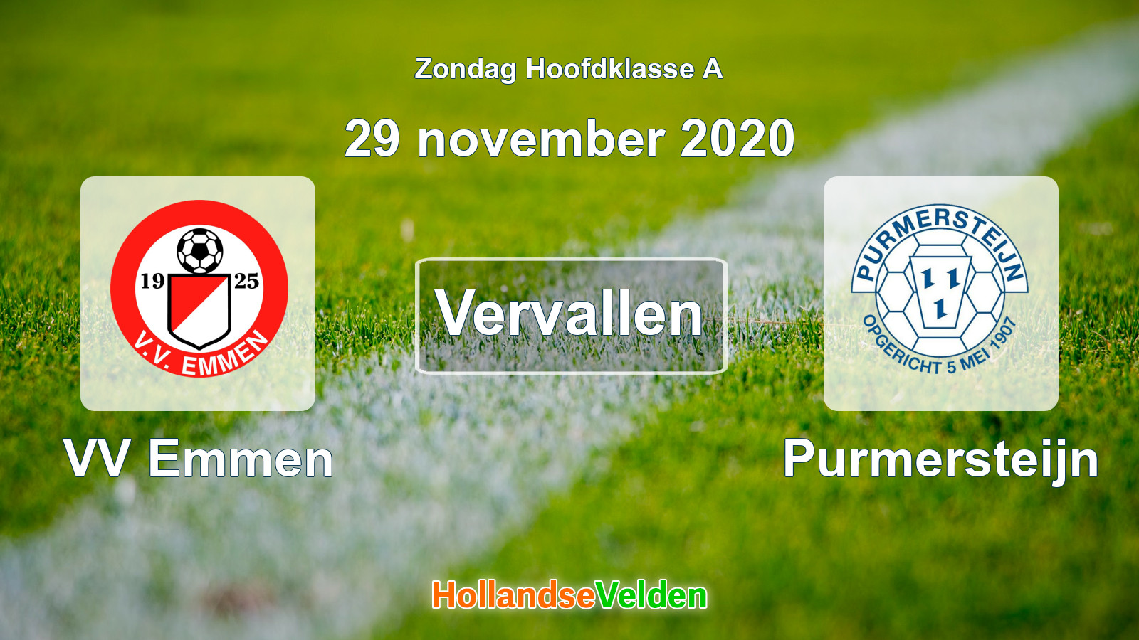 Geplande wedstrijd: VV Emmen - Purmersteijn (29 november 2020)