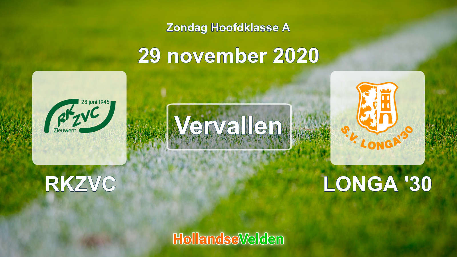 Geplande wedstrijd: RKZVC - LONGA '30 (29 november 2020)