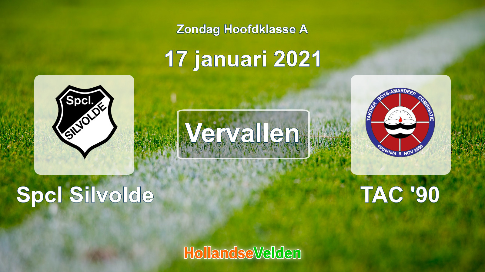 Geplande wedstrijd: Spcl Silvolde - TAC '90 (17 januari 2021)