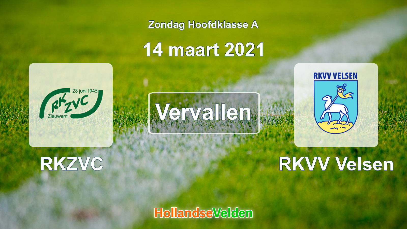 Geplande wedstrijd: RKZVC - RKVV Velsen (14 maart 2021)