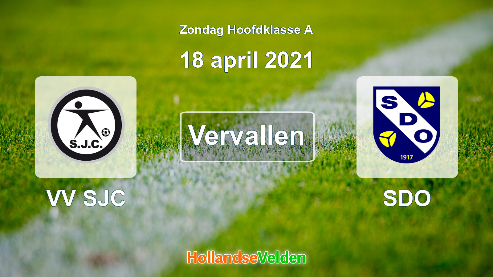 Geplande wedstrijd: VV SJC - SDO (18 april 2021)