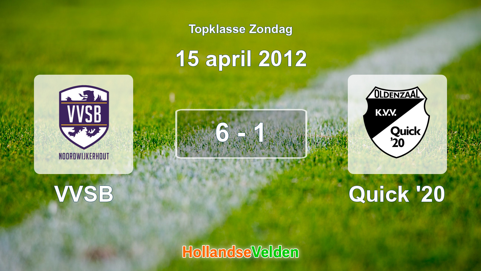 Gespeelde wedstrijd: VVSB - Quick '20 6 - 1 (15 april 2012)