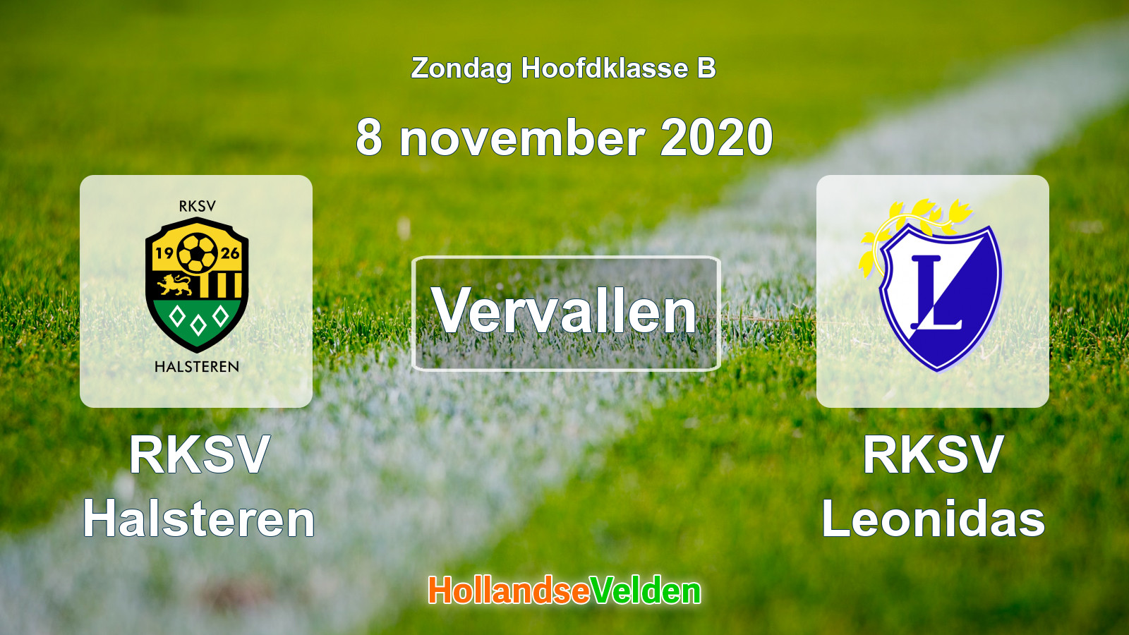 Geplande wedstrijd: RKSV Halsteren - RKSV Leonidas (8 november 2020)