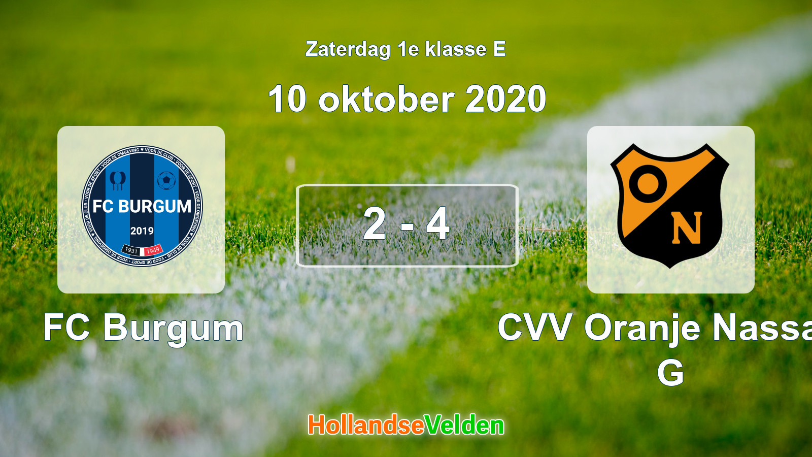 Gespeelde wedstrijd: FC Burgum - CVV Oranje Nassau G 2 - 4 (10 oktober 2020)
