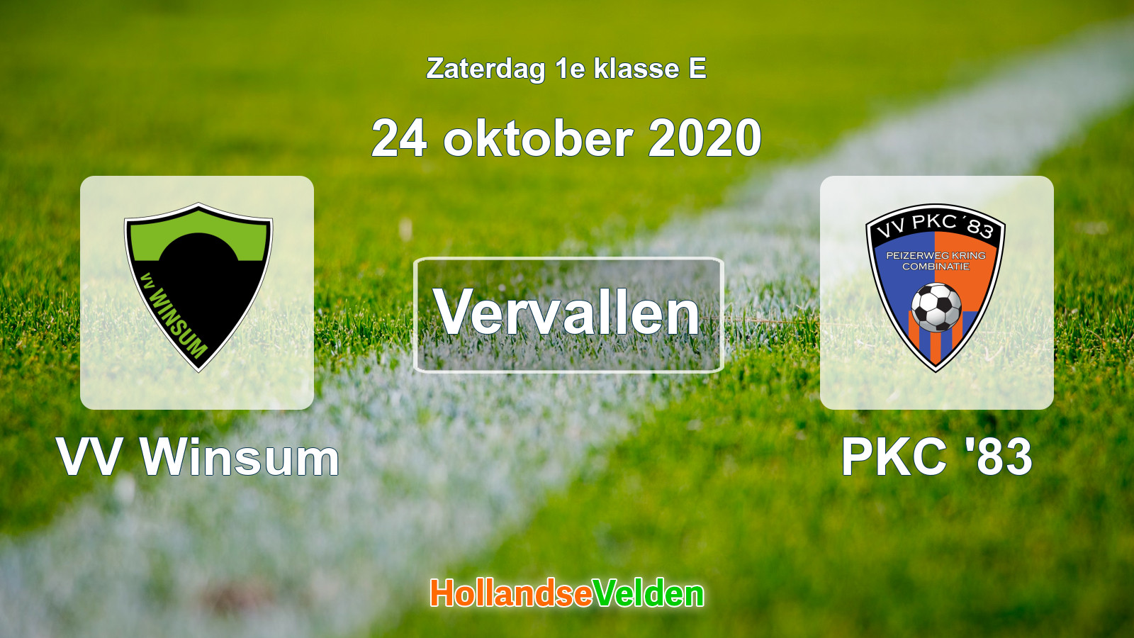 Geplande wedstrijd: VV Winsum - PKC '83 (24 oktober 2020)