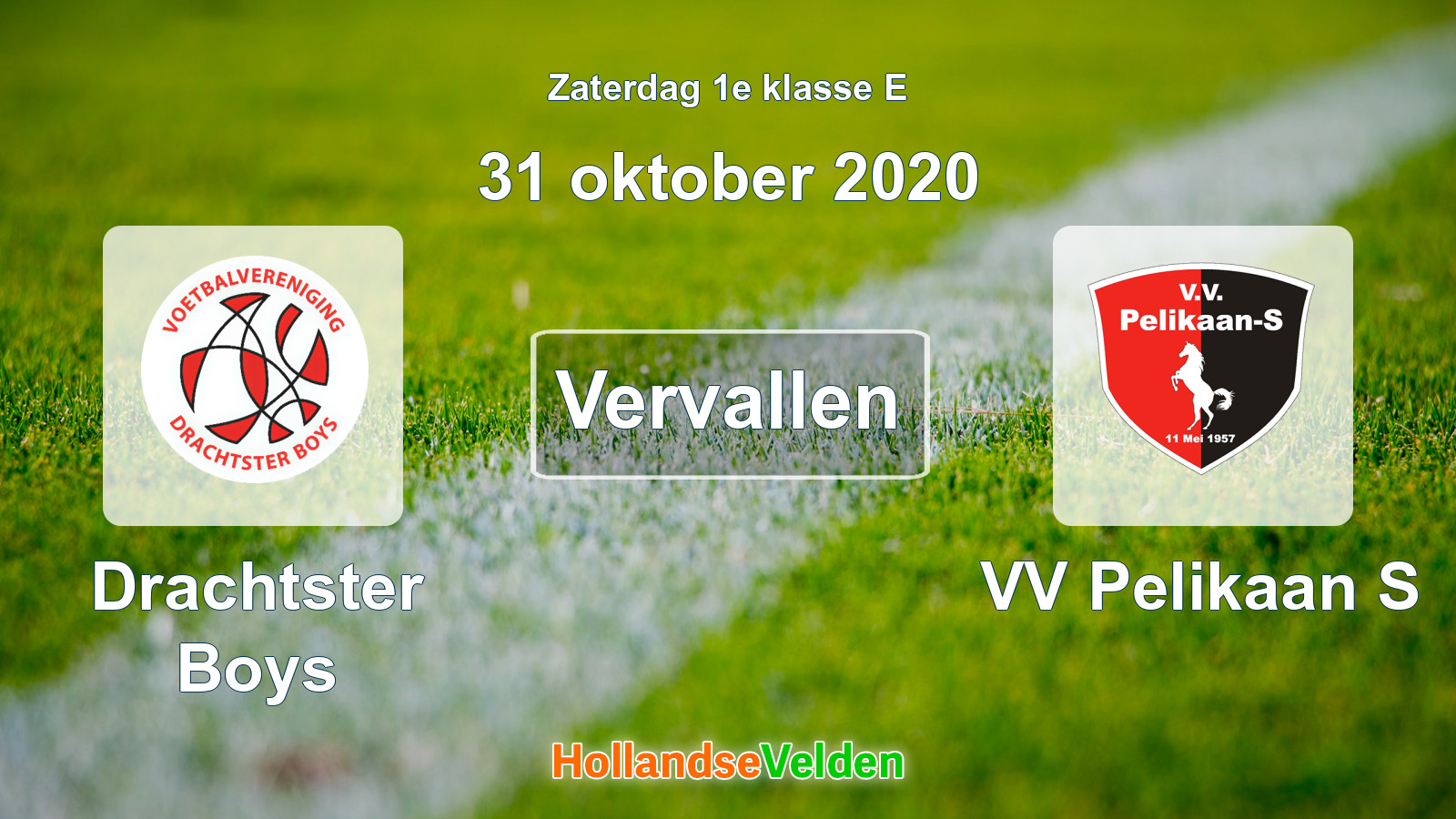 Geplande wedstrijd: Drachtster Boys - VV Pelikaan S (31 oktober 2020)
